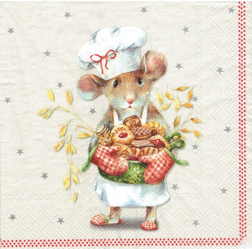 SERWETKA do decoupage 33x33cm Anna Baked myszka kucharka 1szt