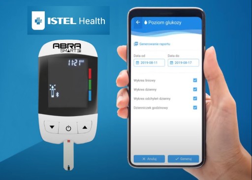 ГЛЮКОМЕТР ABRA SMART BT + 50 ПОЛОСОК - мг/дл!