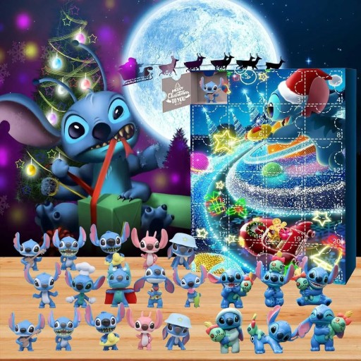 Игрушки Disney Stitch Рождественский адвент-календарь, игрушка на 24 дня, детская слепая коробка для дома