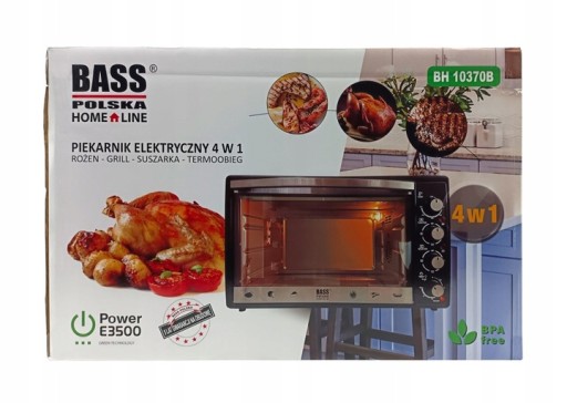 PIEKARNIK elektryczny wolnostojący 4w1 TERMOOBIEG 230V ROŻNO BASS PL rożen