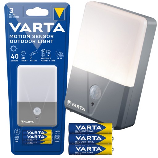 LAMPKA ZEWNĘTRZNA LED Z CZUJNIKIEM RUCHU NA TARAS BALKON VARTA + BATERIE
