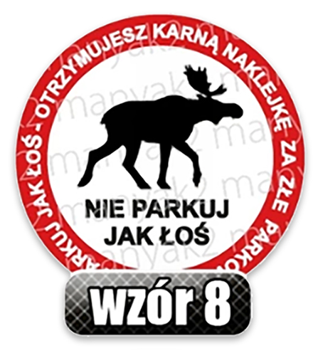 NAKLEJKI KARNE ETYKIETY za złe parkowanie KARNY KU*AS EXTRA DUŻE 10CM