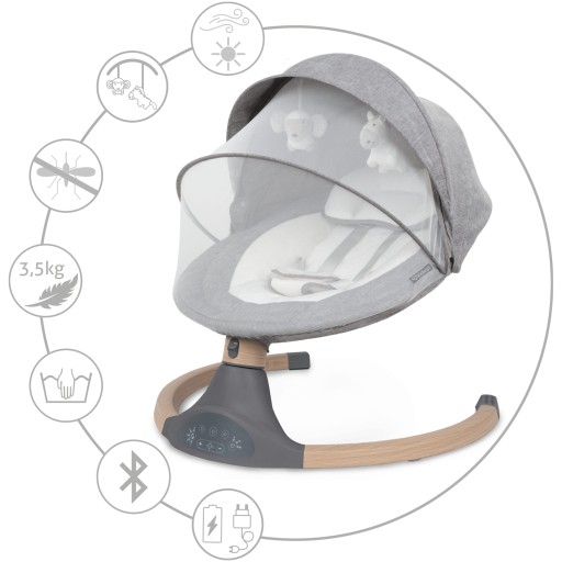 Электрическая качалка с пультом Kidwell LUXI 2в1 серый меланж