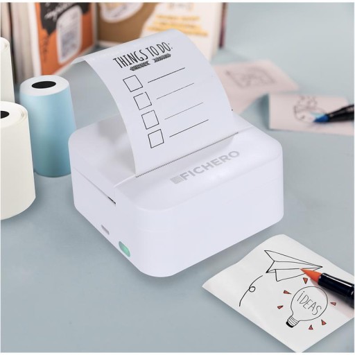 Mini Drukarka do Etykiet Naklejek Fichero Mini Pocket Przenośna + 3 Rolki