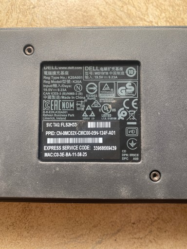 Док-станция Dell WD19 USB-C/DP, оригинальный блок питания 130 Вт с кабелем
