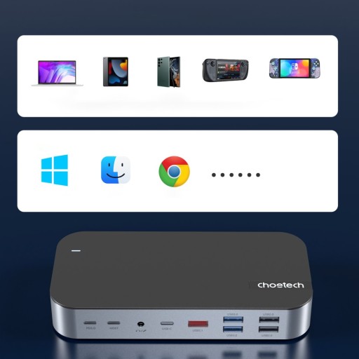 Адаптер-концентратор M52 USB-CUSB-A HDMI VGA DP SD TF RJ45 AUX PD серый