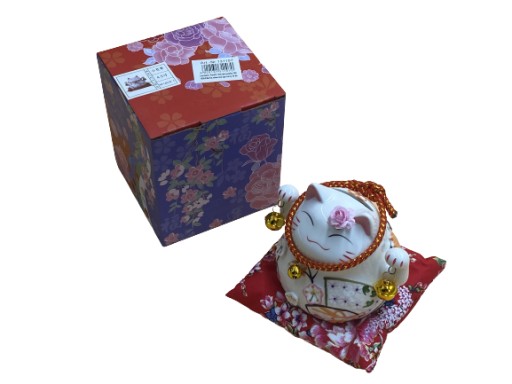 SKARBONKA Kot Maneki-Neko Szczęścia Porcelana 12cm