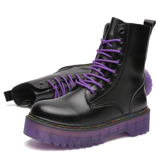 41 PLATFORMA CZARNE GLANY WORKERY KOTURNA BOTKI DAMSKIE EMO GOTH PUNK