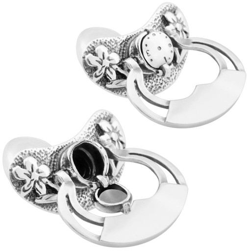 Серебряная соска с местом для зуба, гравировка 925 г.