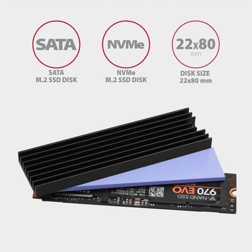 Пассивный радиатор для накопителей M.2 SSD Axagon 6 мм