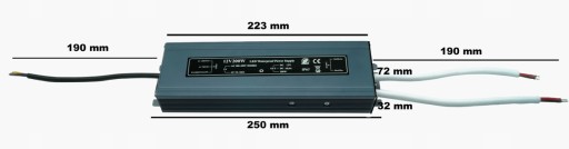 ВОДОНЕПРОНИЦАЕМЫЙ ИСТОЧНИК ПИТАНИЯ ДЛЯ СВЕТОДИОДОВ 200ВТ 12В IP67 ГЕРМЕТИЧНЫЙ ВНУТРЕННИЙ / НАРУЖНЫЙ