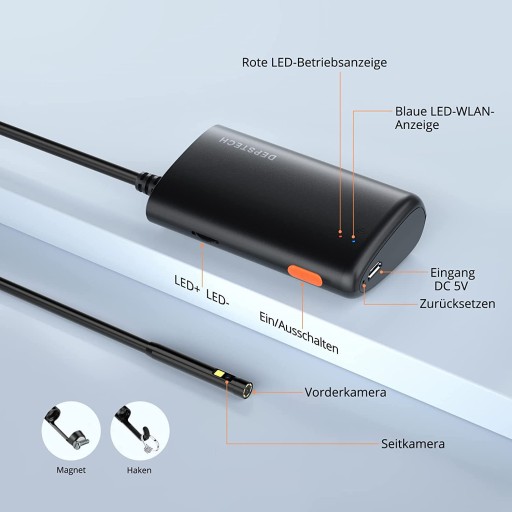 Kamera endoskopowa WiFi ze wiatem 5 mm, Dual Le