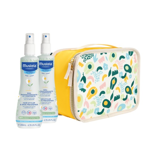 MUSTELA Zestaw Odświeżający spray do włosów 2x200 ml + Kosmetyczka GRATIS