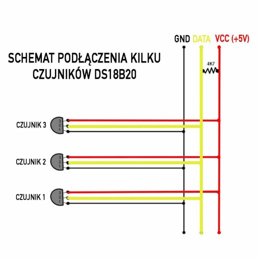 Датчик температуры DS18B20, водонепроницаемый кабель, 1 м