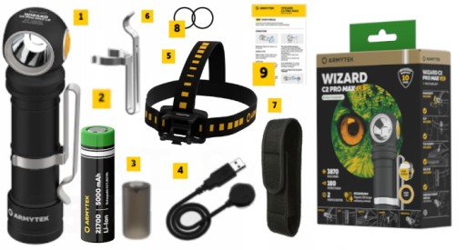 АККУМУЛЯТОРНАЯ ФАРА, СПОРТИВНАЯ, МОЩНАЯ WIZARD C2 PRO MAX LR 3870 LM