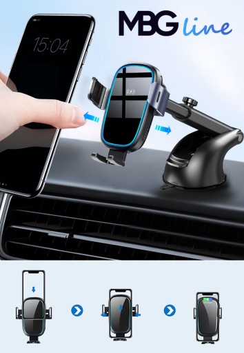 ŁADOWARKA INDUKCYJNA Iphone Samsung Samochodowa Uchwyt 15W QI Automat LED