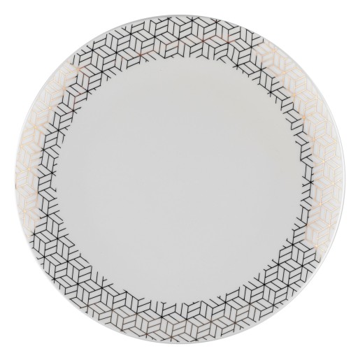 Talerz deserowy biała porcelana elegancki wzór srebrno Florina Estelle 20cm