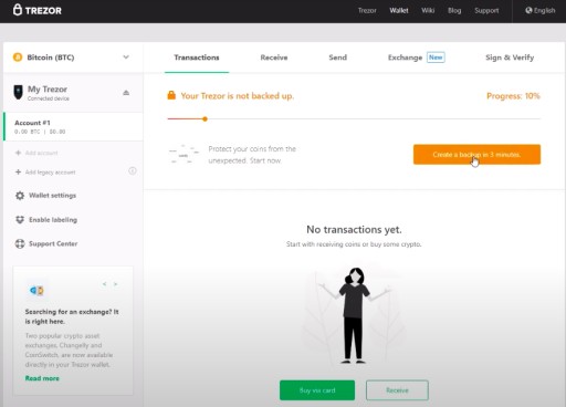 Криптовалютный кошелек Trezor T черный