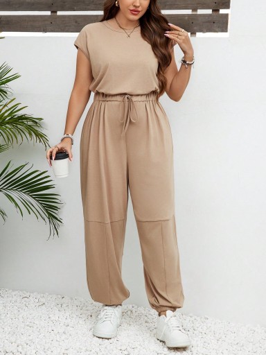 SHEIN бежевый летний комбинезон с вырезом на спине 3XL