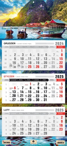 Kalendarz ścienny TRÓJDZIELNY 2025 GLAMOUR PINK RÓŻOWO ZŁOTY MARMUR HIT!!!