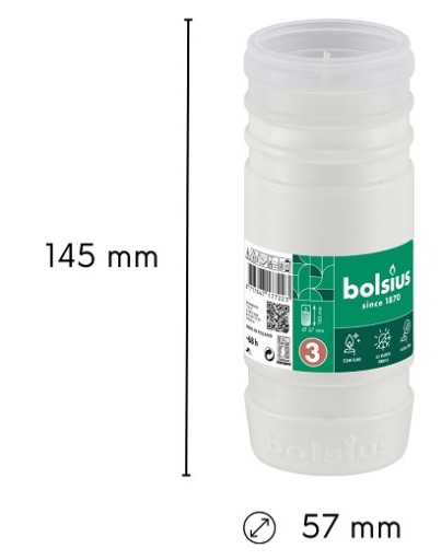 Парафиновый вкладыш для могильной свечи Bolsius RP3 круглый год, белый - 68 часов горения