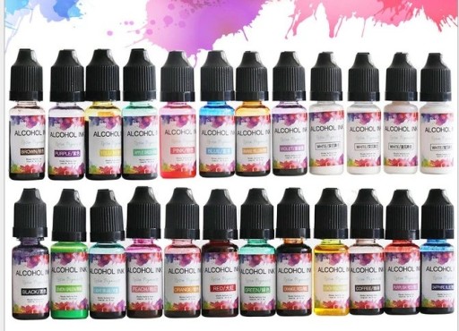 PIGMENT ALKOHOLOWY TRANSPARENTNY DO ŻYWIC UV ZESTAW 24 sztuki 24x10ml
