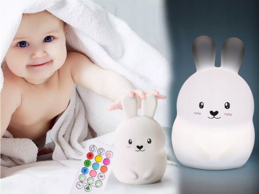 Ночной светильник SOFT RABBIT для детей, красочный СИЛИКОНОВЫЙ RGB светодиодный пульт дистанционного управления