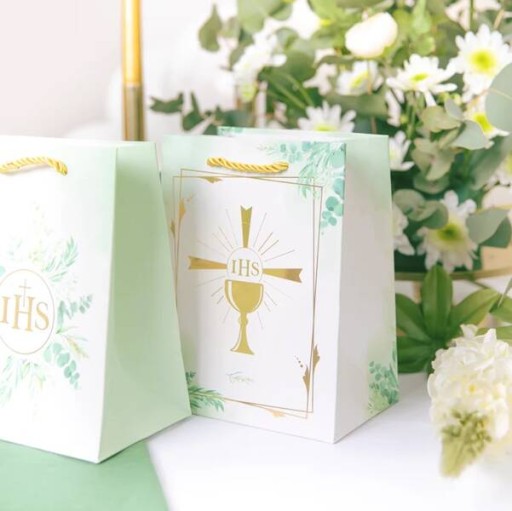 ПОДАРОЧНЫЙ СУМОК ЗОЛОТАЯ ЧАШКА IHS COMMUNION 15X20X10 СМ