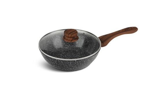 PATELNIA WOK 24 CM POKRYWKA INDUKCJA GRANIT