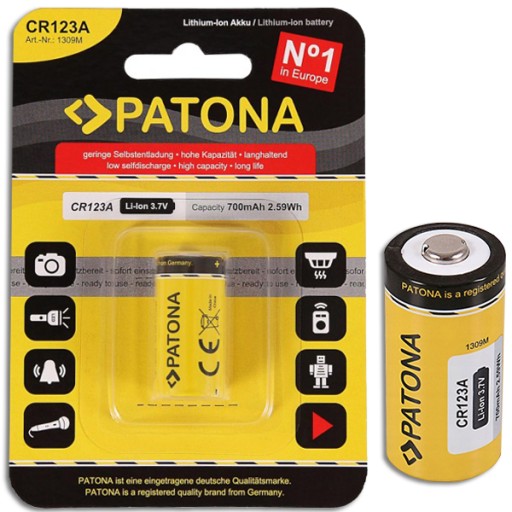 PATONA CR123A/16340 аккумулятор 3,7В 700мАч x3