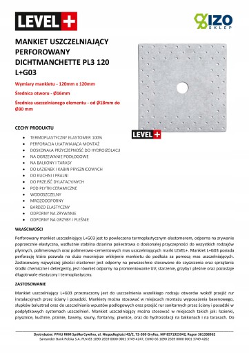 Mankiet Uszczelniający 120mm Ø16 Hydroi 1szt G03