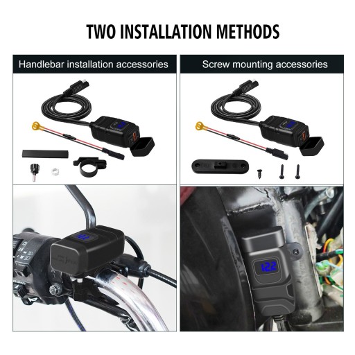 Адаптер USB r SAE к USB для мотоцикла Интеллектуальная защита Dual USB Вкл. Выкл. Синий