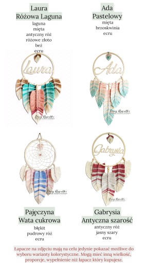 łapacz snów makrama pióra liście szary boho deco