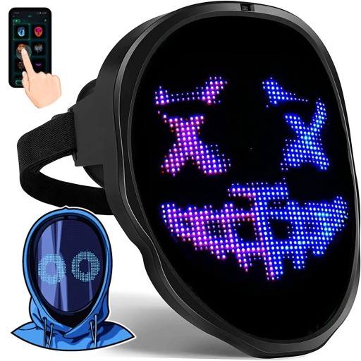 МАСКА СО СВЕТОДИОДНОЙ ПОДСВЕТКОЙ, УПРАВЛЯЕМОЙ С ПОМОЩЬЮ СМАРТФОНА - BLUETOOTH