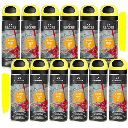 12x FARBA GEODEZYJNA SPRAY FLUO SOPPEC ŻÓŁTA