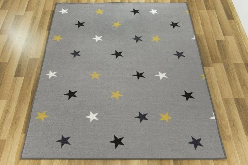DYWAN SZARO ŻÓŁTY DO POKOJU DZIECI W GWIAZDKI NA FILCU STARS 200x250 cm