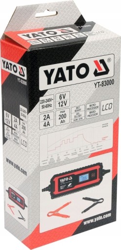 ЭЛЕКТРОННЫЙ ВЫПРЯМИТЕЛЬ YATO ЗАРЯДНОЕ УСТРОЙСТВО ДЛЯ ЖКД 6 В/12 В AGM GEL YT-83000