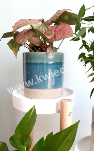 Osłonka CERAMICZNA Doniczka Turkus Oliwka 13 cm