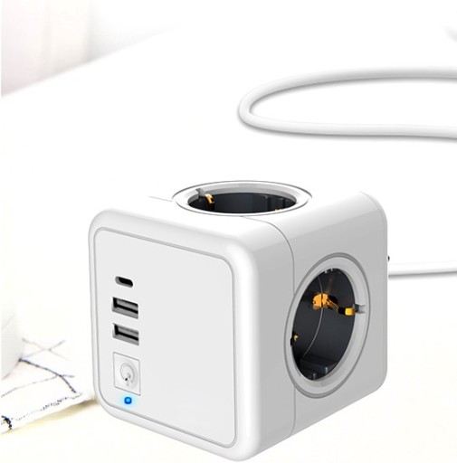 СТРУКТУРА ДЛЯ ЗАЩИТЫ ОТ ПЕРЕНАПРЯЖЕНИЯ POWER CUBE РАЗДЕЛИТЕЛЬ УДЛИНИТЕЛЬНЫЙ КАБЕЛЬ 7-в-1 USB!