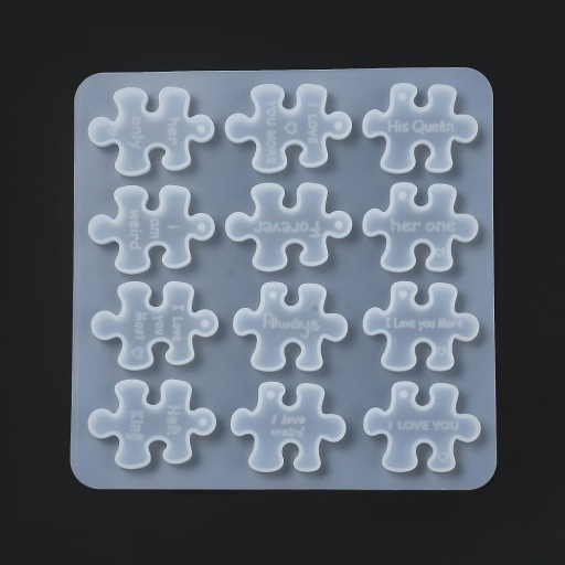 BFS674 Forma foremka silikonowa do żywicy 12 wzorów puzzle dla zakochanych