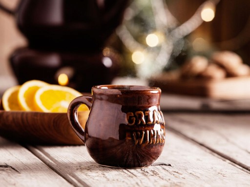 Kubek do Grzanego wina 250 ml Podgrzewacz Kamionkowy Zestaw na Prezent