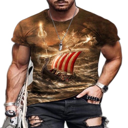 Koszulka męska T-shirt wzór 3D Route 66 klasyk M61