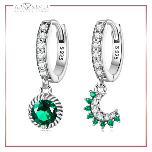 Серебряные серьги КРИСТАЛЛ СОЛНЦЕ И ЛУНА S925