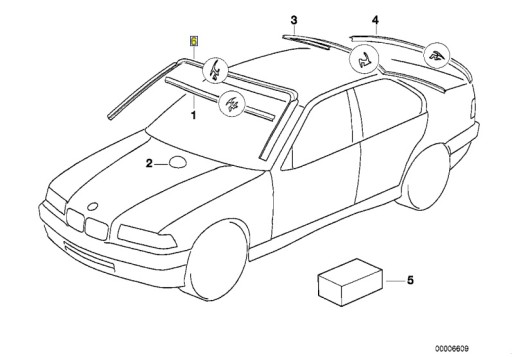 Уплотнитель лобового стекла BMW E36 кабриолет купе