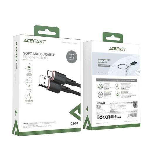 Кабель Acefast USB - USB Type C 1,2 м, 3 А, черный
