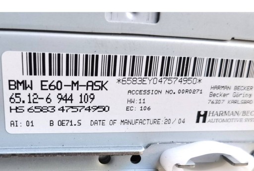Радио BMW 5 E60/E61 2004 6944109