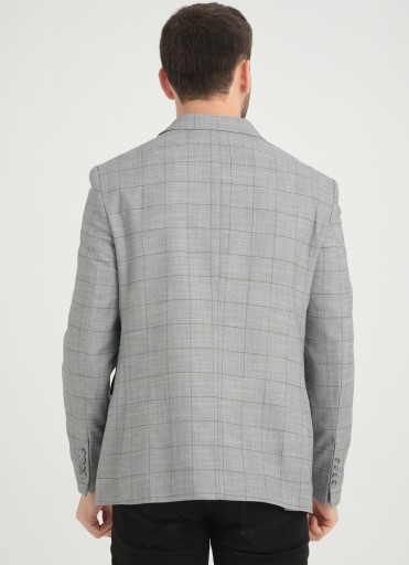 MARYNARKA MĘSKA SZARA W KRATĘ WIZYTOWA ELEGANCKA BIZNESOWA CASUAL TURECK 52