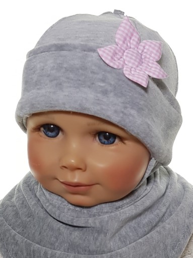 KOMPLET WELUR DLA NOWORODKA CZAPECZKA + CHUSTKA CZAPKA + CHUSTECZKA 5 KOLOR