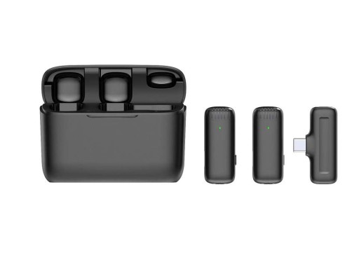 ДВА БЕСПРОВОДНЫХ МИКРОФОНА, ПОДКЛЮЧЕННЫХ POWERBANK USB C ANDROID IOS LIVE VLOG