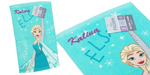 Ręcznik do przedszkola 30x50 Frozen Kraina Lodu Elsa + Haft imię